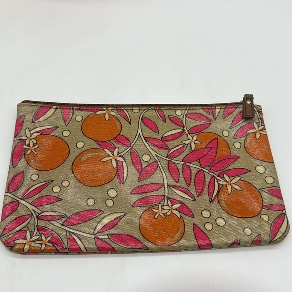 Key-Per Vintage Clutch Pouch Oranges Pink Leaves Plumeria FP6089 - Picture 4 of 9